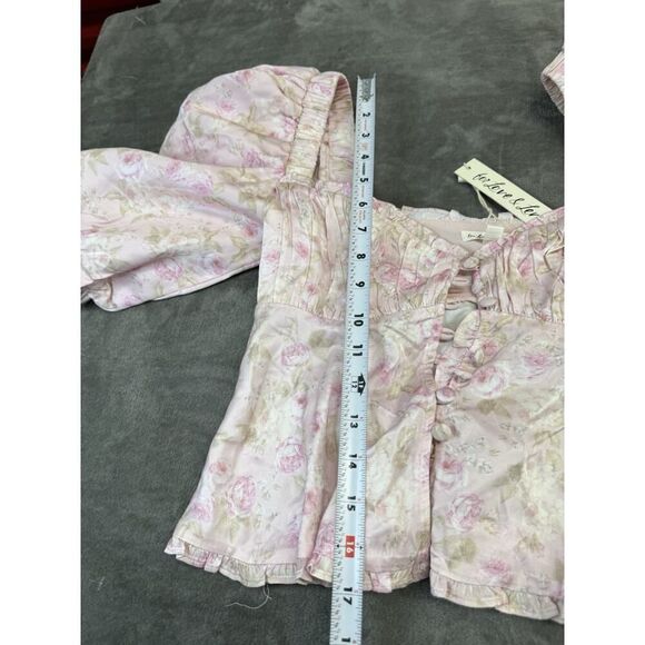 NWT For Love & Lemons Rhoda Pink Floral Puff Sleeve Blouse Size Small - Picture 11 of 12